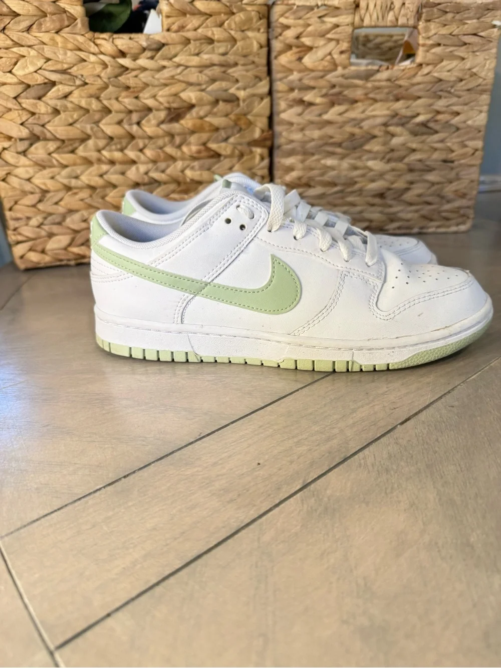 Nike Dunk Low White with Mint Green Swoosh